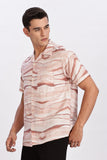 Color Hunt Men's Pink Printed Half Sleeve Poly Shirt