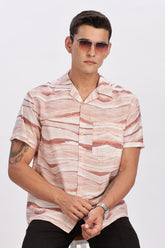 Color Hunt Men's Pink Printed Half Sleeve Poly Shirt