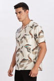 Color Hunt Men's Off-White Printed Half Sleeve Shirt
