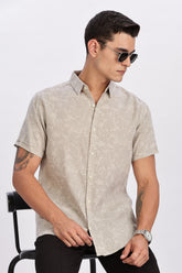 Color Hunt Men's Grey Printed Half Sleeve Rayon Shirt