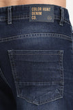 Color Hunt Men's Dark Blue Full Length Regular Fit Washed Denim Jeans