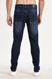 Color Hunt Men's Dark Blue Full Length Regular Fit Washed Denim Jeans