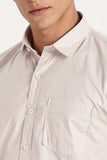 Color Hunt Men's Cream Printed Full Sleeve Cotton Shirt