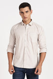 Color Hunt Men's Cream Printed Full Sleeve Cotton Shirt