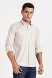 Color Hunt Men's Cream Printed Full Sleeve Cotton Shirt