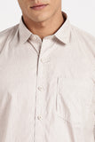 Color Hunt Men's Cream Printed Full Sleeve Cotton Shirt