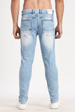 Color Hunt Men's Light Blue Full Length Washed Denim Jeans