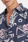 Color Hunt Men's Dark Blue Printed Half Sleeve Shirt