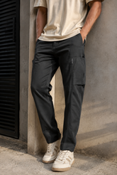 Color Hunt Men's Dark Grey Multi-Pocket Regular Fit Trousers