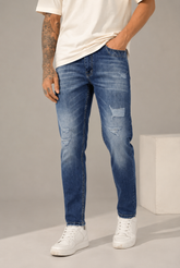 Color Hunt Men's Dark Blue Turkey Fit Washed Denim Jeans