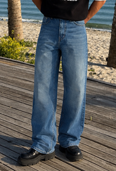 Color Hunt Men's Mid-Wash Baggy Fit Denim Jeans