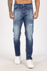 Color Hunt Men's Dark Blue Turkey Fit Washed Denim Jeans