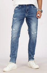 Light Blue Washed Denim Jeans for Men - Color Hunt