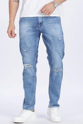 Blue Ripped Denim Jeans for Men - Color Hunt
