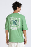 Color Hunt Men's Green Oversize Pure Cotton Printed T-Shirt