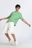 Color Hunt Men's Green Oversize Pure Cotton Printed T-Shirt