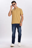 Color Hunt Men's Beige Regular Fit Matty Cotton Polo T-Shirt