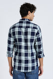 Color Hunt Men's Blue Pure Cotton Full Sleeve Checkered Shirt