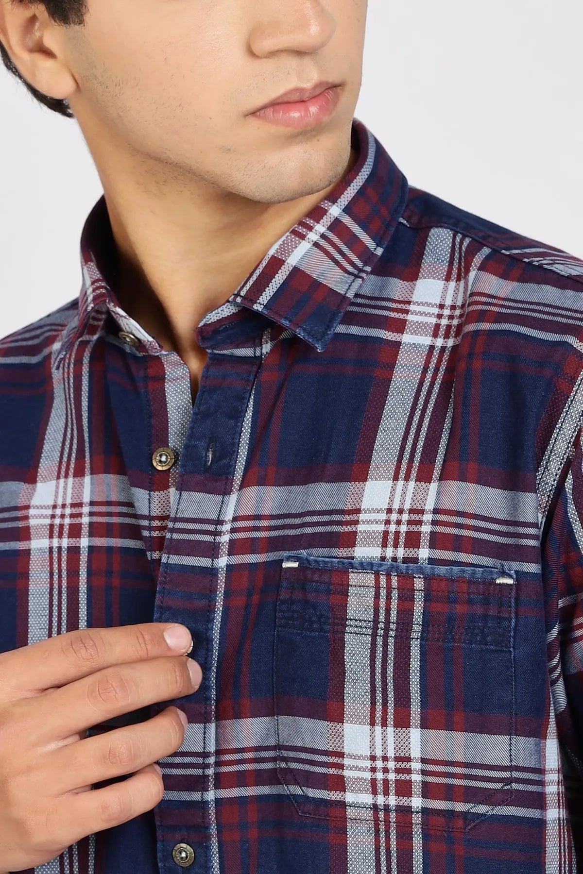 Color Hunt Men Checkered Casual Maroon Shirt