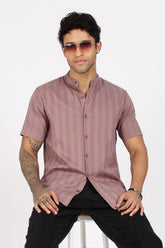 Color Hunt Men's Twilight Purple Half Sleeve Cotton Shirt