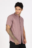 COLOR HUNT Men's Twilight Purple Half Sleeve Cotton Shirt