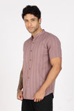COLOR HUNT Men's Twilight Purple Half Sleeve Cotton Shirt