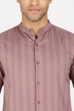 COLOR HUNT Men's Twilight Purple Half Sleeve Cotton Shirt