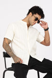 Color Hunt Men's White Pure Cotton Half Sleeve Shirt