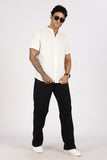 Color Hunt Men's White Pure Cotton Half Sleeve Shirt