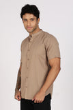 COLOR HUNT Men's Brown Pure Cotton Half Sleeve Shirt