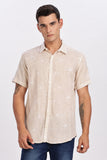 Color Hunt Men's Peach Pink Printed Rayon Half Sleeve Shirt