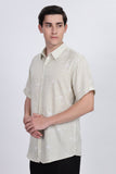 Color Hunt Men's Light Olive Printed Half Sleeve Rayon Shirt