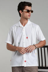 COLOR HUNT Men Printed Casual White Shirt