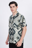 Color Hunt Men's Green Printed Half Sleeve Button Shirt