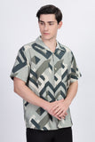Color Hunt Men's Green Printed Half Sleeve Button Shirt