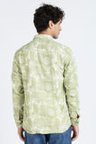 Color Hunt Men's Green Full Sleeve Printed Cotton Shacket