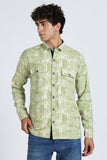 Color Hunt Men's Green Full Sleeve Printed Cotton Shacket