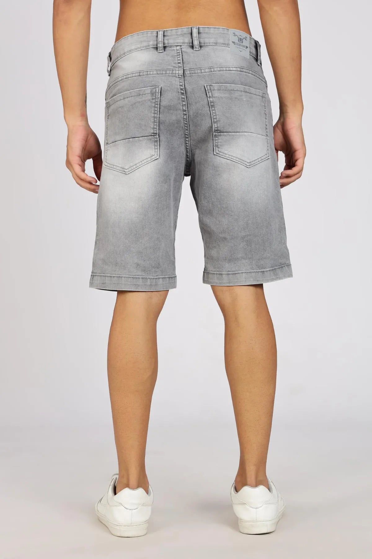 Color Hunt Distressed Men Denim Grey Denim Shorts