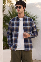Color Hunt Men Checkered Casual Blue Shirt
