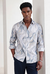 Color Hunt Men Printed Casual Grey Shirt