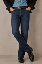 Color Hunt Dark Blue Regular Fit Textured Denim Jeans for Men