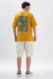 Color Hunt Mustard Yellow Cotton Printed Oversize T-Shirt - Oversize Fit