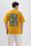 Color Hunt Mustard Yellow Cotton Printed Oversize T-Shirt - Oversize Fit