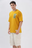 Color Hunt Mustard Yellow Cotton Printed Oversize T-Shirt - Oversize Fit