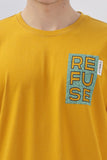 Color Hunt Mustard Yellow Cotton Printed Oversize T-Shirt - Oversize Fit