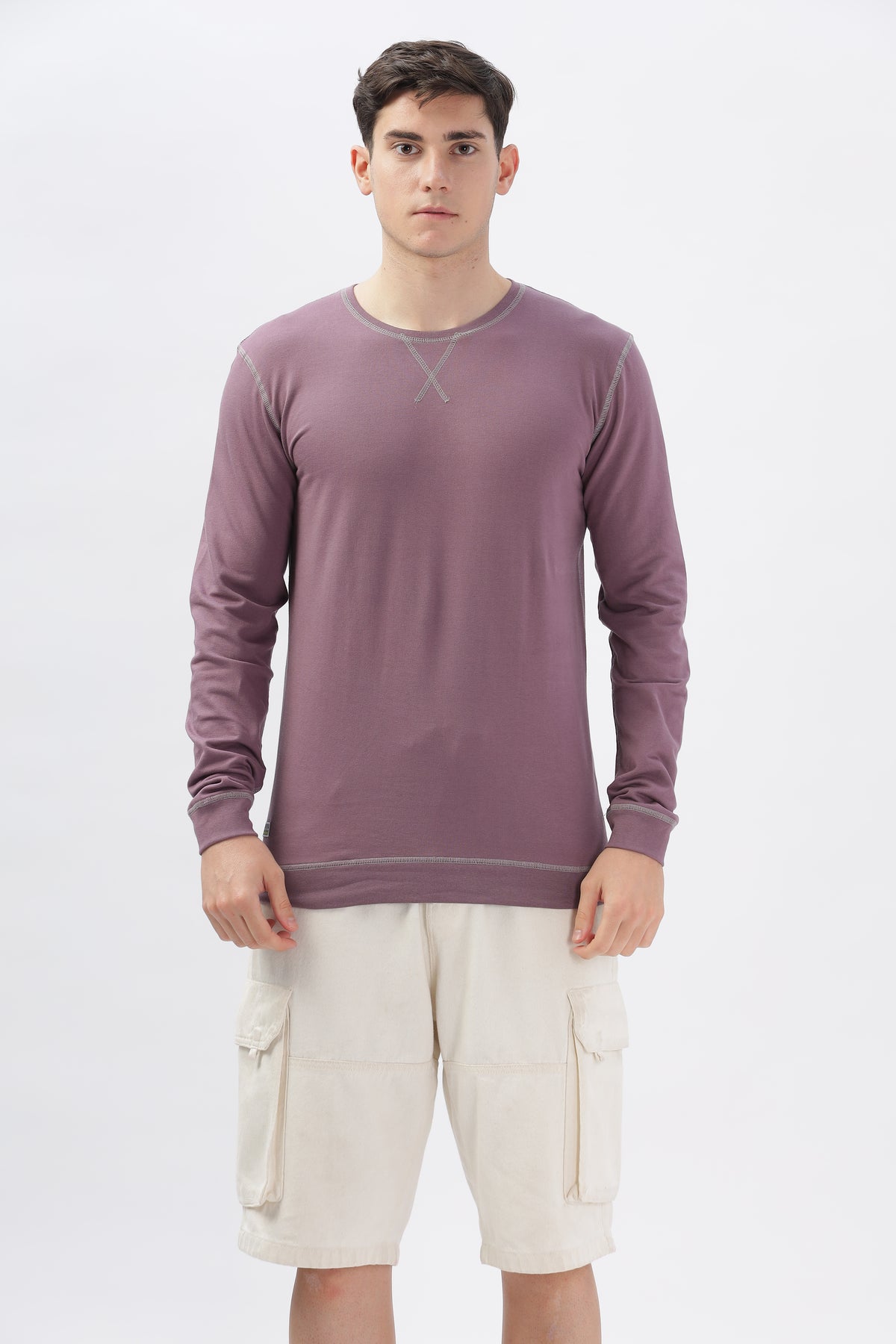 Color Hunt Purple 100% Cotton Solid Sweatshirt - Regular Fit