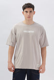 Color Hunt Cream Cotton Printed Oversize T-Shirt - Oversize Fit