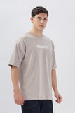 Color Hunt Cream Cotton Printed Oversize T-Shirt - Oversize Fit