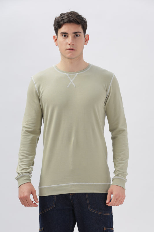 Color Hunt Cream 100% Cotton Solid Sweatshirt - Regular Fit