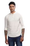 Color Hunt Men's Cotton White Full Sleeve Solid Short Kurta - Colorhunt